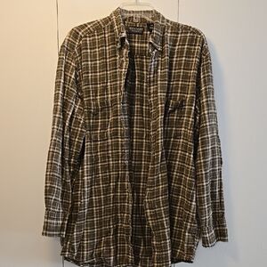 Rock River Trading Men's Brown Plaid Casual Button Down Shirt